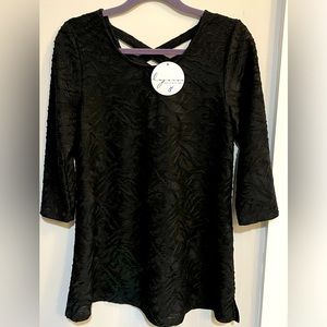 NWT Anthropologie + Lynn Richie Lace Textured Tunic Top in Black Size Small